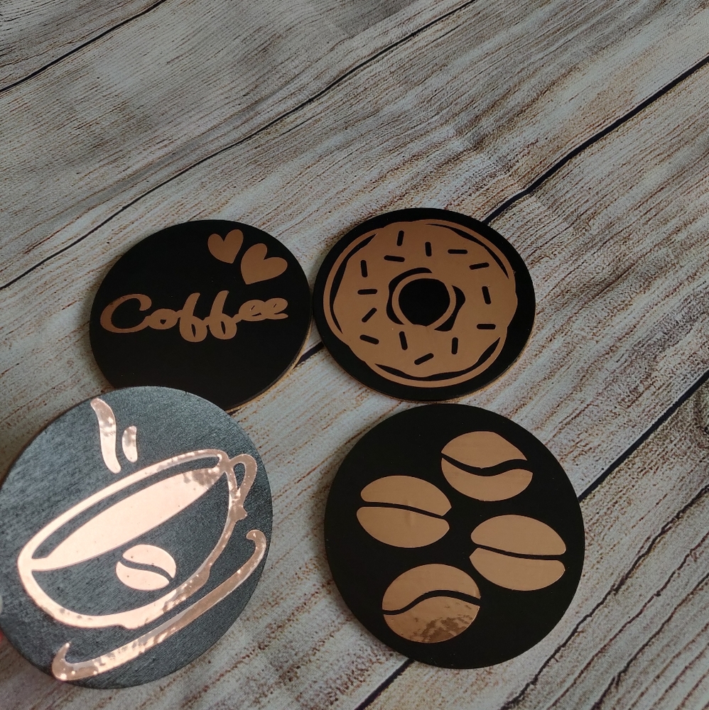 Handmade Black and Rose Gold Coffee Coasters - Picture 3 of 7